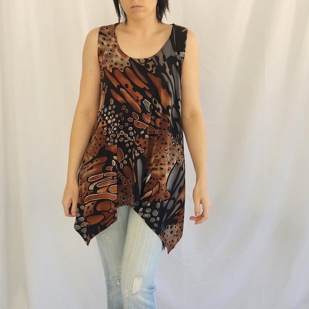 Y2K Black, Gray, and Brown Sleeveless Top